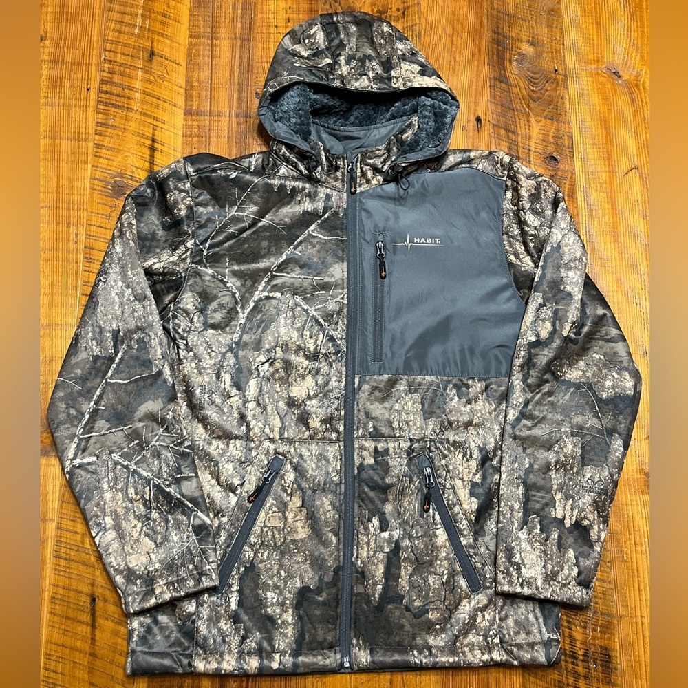 Habit Water & Wind Resistant Iron Rock Hooded Sherpa Shell Jacket Large NWOT